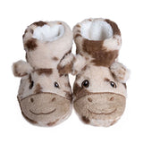 HelloBaby Cow Embroidered Soft Fleece Baby Slippers (UK 5 to 8.5) Ecru - ebebek