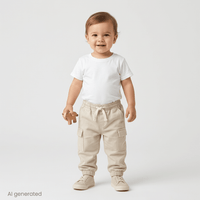 HelloBaby Drawstring Gabardine Baby Trousers (6-9 Months to 4-5 Years) Ecru - ebebek