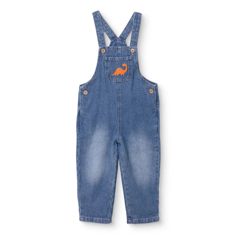 HelloBaby Dinosaur Print Denim Baby Dungarees (3-6 Months to 3-4 Years) Blue - ebebek