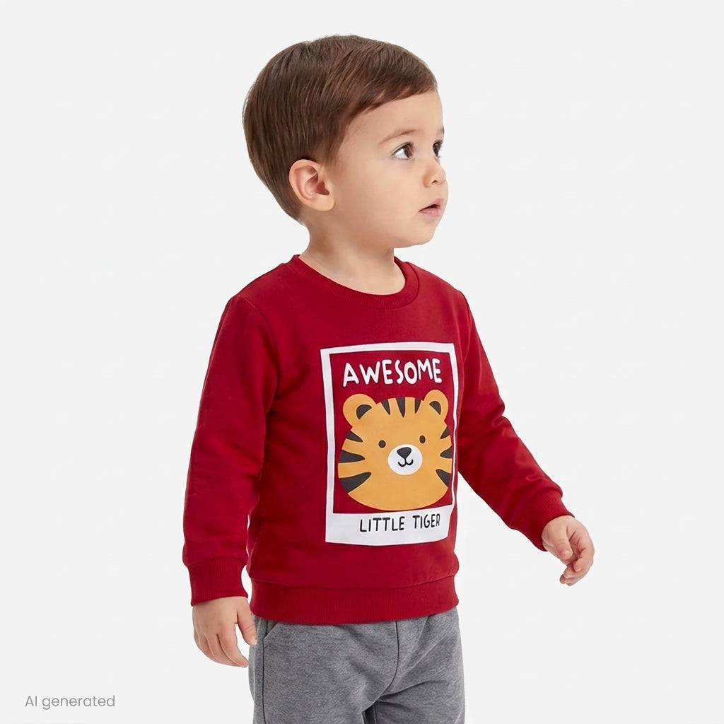 HelloBaby Tiger Print Brushed Baby Sweatshirt (3-6 Months to 2-3 Years)