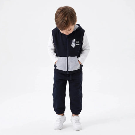 HelloBaby Bear Print Baby T-Shirt, Gilet & Joggers Set (6-9 Months to 4-5 Years) Black - ebebek
