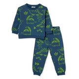 HelloBaby 2 Piece Animal Print Baby Tracksuit Set (3-6 Months to 2-3 Years) Petrol Green - ebebek