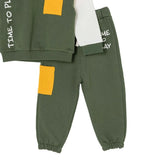 HelloBaby 2 Piece Slogan Hooded Baby Tracksuit Set (6-9 Months to 2-3 Years) Green - ebebek