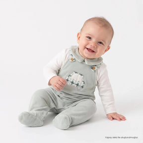 HelloBaby Car Embroidered Corduroy Footed Baby Sleepsuit (Newborn to 6-9 Months) Green - ebebek