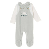 HelloBaby Car Embroidered Corduroy Footed Baby Sleepsuit (Newborn to 6-9 Months) Green - ebebek