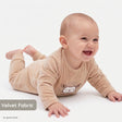 HelloBaby Animal Embroidered Footless Velour Baby Sleepsuit (Newborn to 6-9 Months) Beige - ebebek