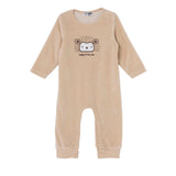 HelloBaby Animal Embroidered Footless Velour Baby Sleepsuit (Newborn to 6-9 Months) Beige - ebebek