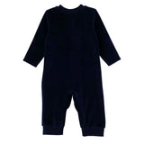 HelloBaby Dinosaur Print Footless Velour Baby Sleepsuit (Newborn to 6-9 Months) Navy Blue - ebebek