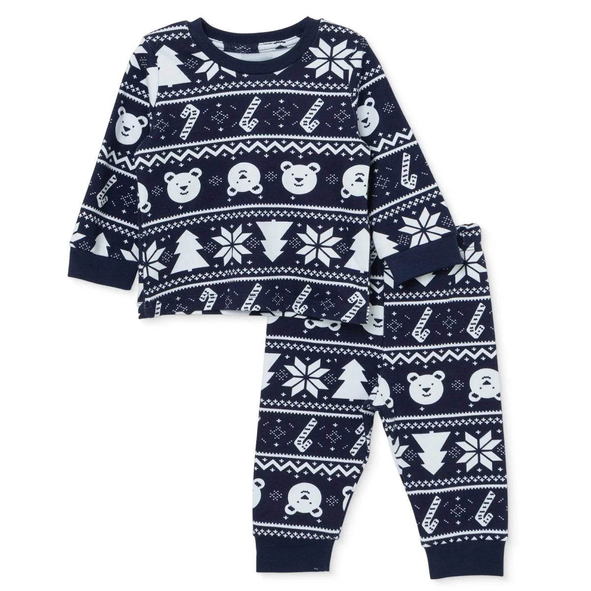 HelloBaby Festive Print Interlock Baby Pyjama Set (3-6 Months to 3-4 Years) - Navy Blue Navy Blue - ebebek