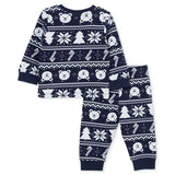 HelloBaby Festive Print Interlock Baby Pyjama Set (3-6 Months to 3-4 Years) - Navy Blue Navy Blue - ebebek