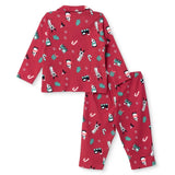 HelloBaby Festive Print Peter Pan Collar Baby Pyjama Set (3-6 Months to 3-4 Years) - Red Red - ebebek