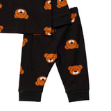 HelloBaby Ribbed Ankle Cuff Long Sleeve Baby Pyjama Set (3-6 Months to 2-3 Years) Black - ebebek