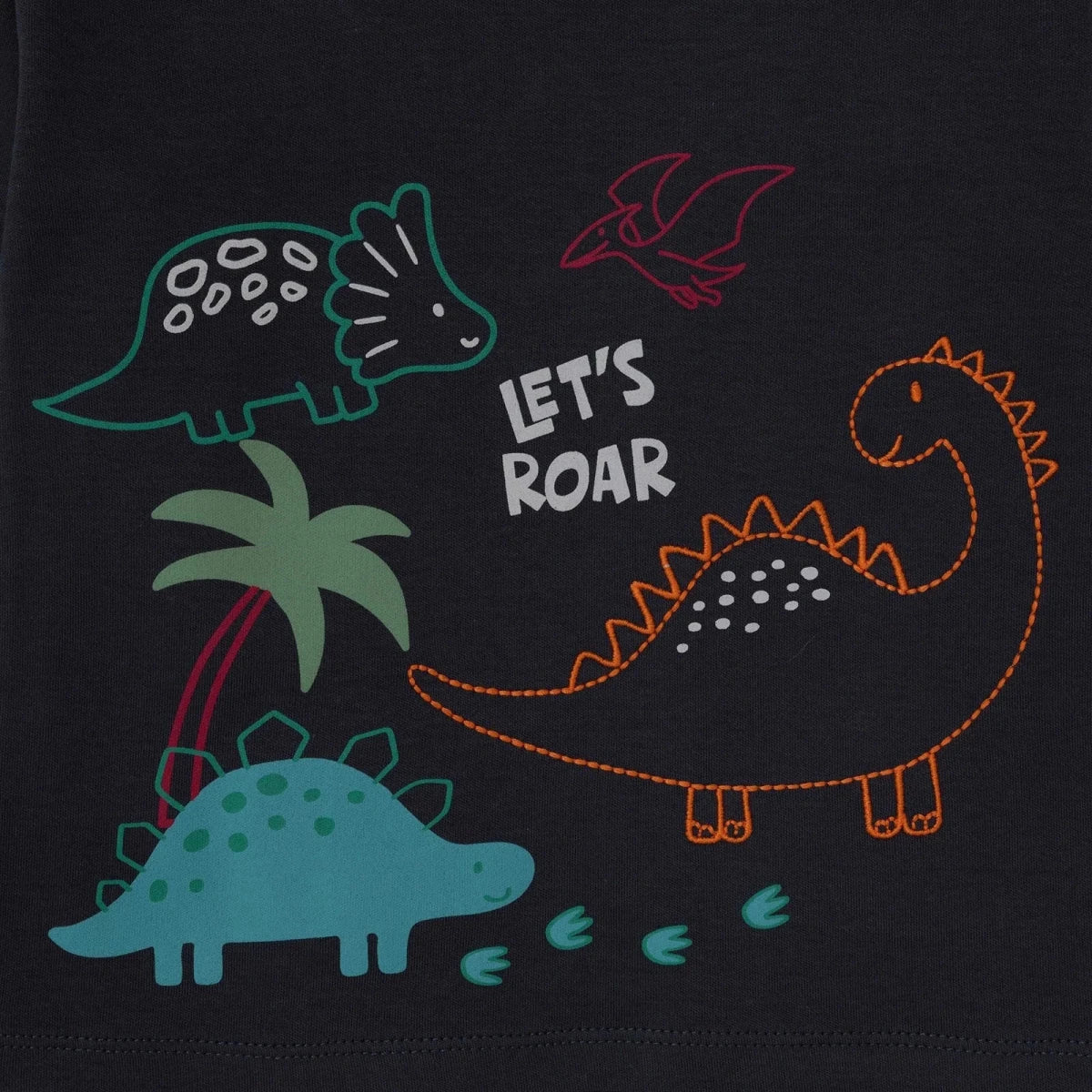 HelloBaby Dinosaur Print Long Sleeve Baby T-Shirt (3-6 Months to 2-3 Years) Black - ebebek