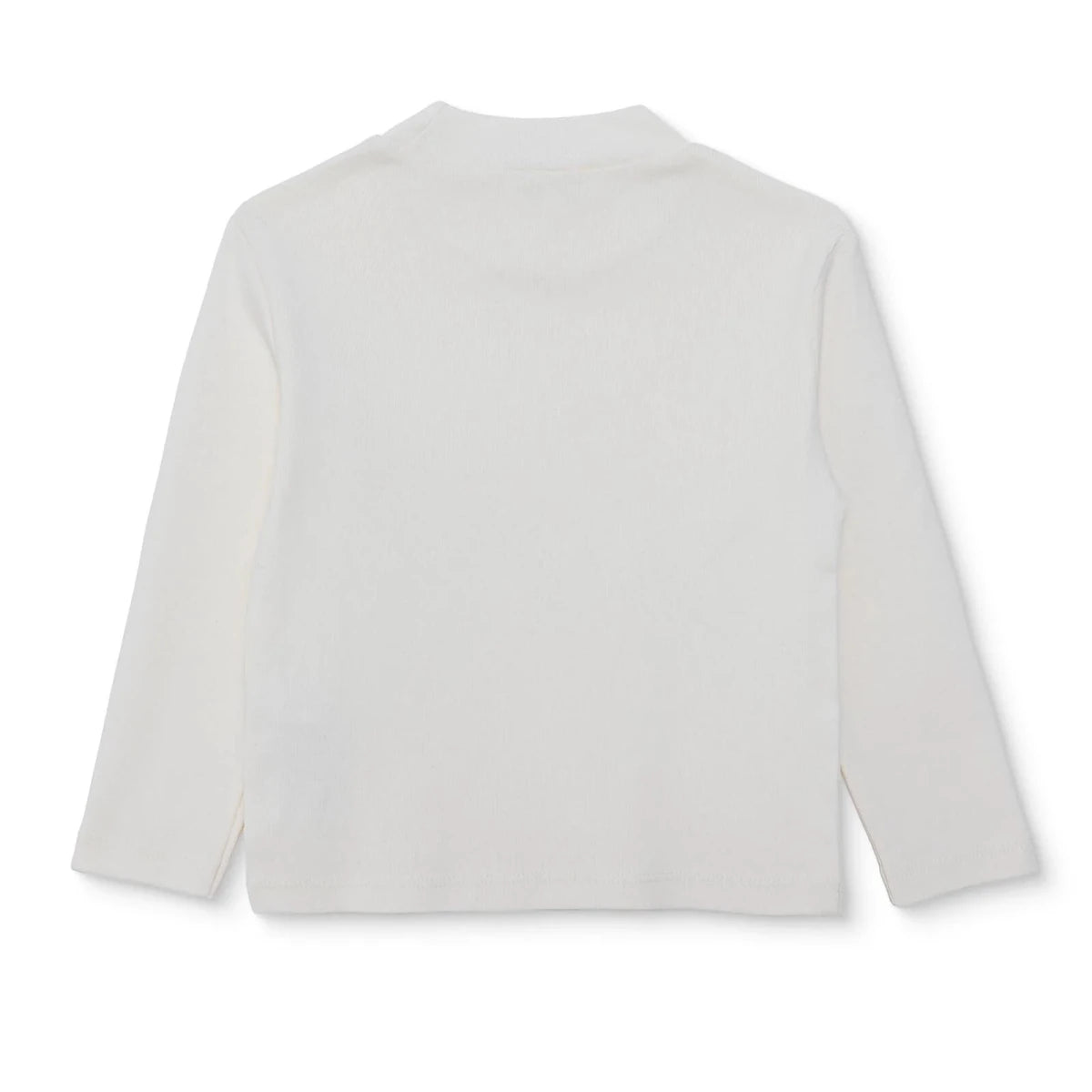 HelloBaby High Neck Long Sleeve Rib Knit Baby T-Shirt (9-12 Months to 2-3 Years) Ecru - ebebek