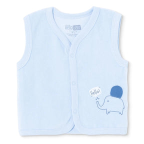 HelloBaby Animal Print Velour Baby Gilet (Newborn to 6-9 Months) Light Blue - ebebek