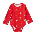 HelloBaby Printed Long Sleeve Rib Knit Baby Bodysuit (1-3 Months to 2-3 Years) Red - ebebek