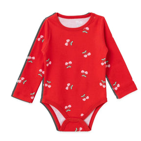 HelloBaby Printed Long Sleeve Rib Knit Baby Bodysuit (1-3 Months to 2-3 Years) Red - ebebek