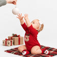 HelloBaby Reindeer Long Sleeve Velour Baby Bodysuit (1-3 Months to 2-3 Years) - Red Red - ebebek