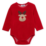 HelloBaby Reindeer Long Sleeve Velour Baby Bodysuit (1-3 Months to 2-3 Years)