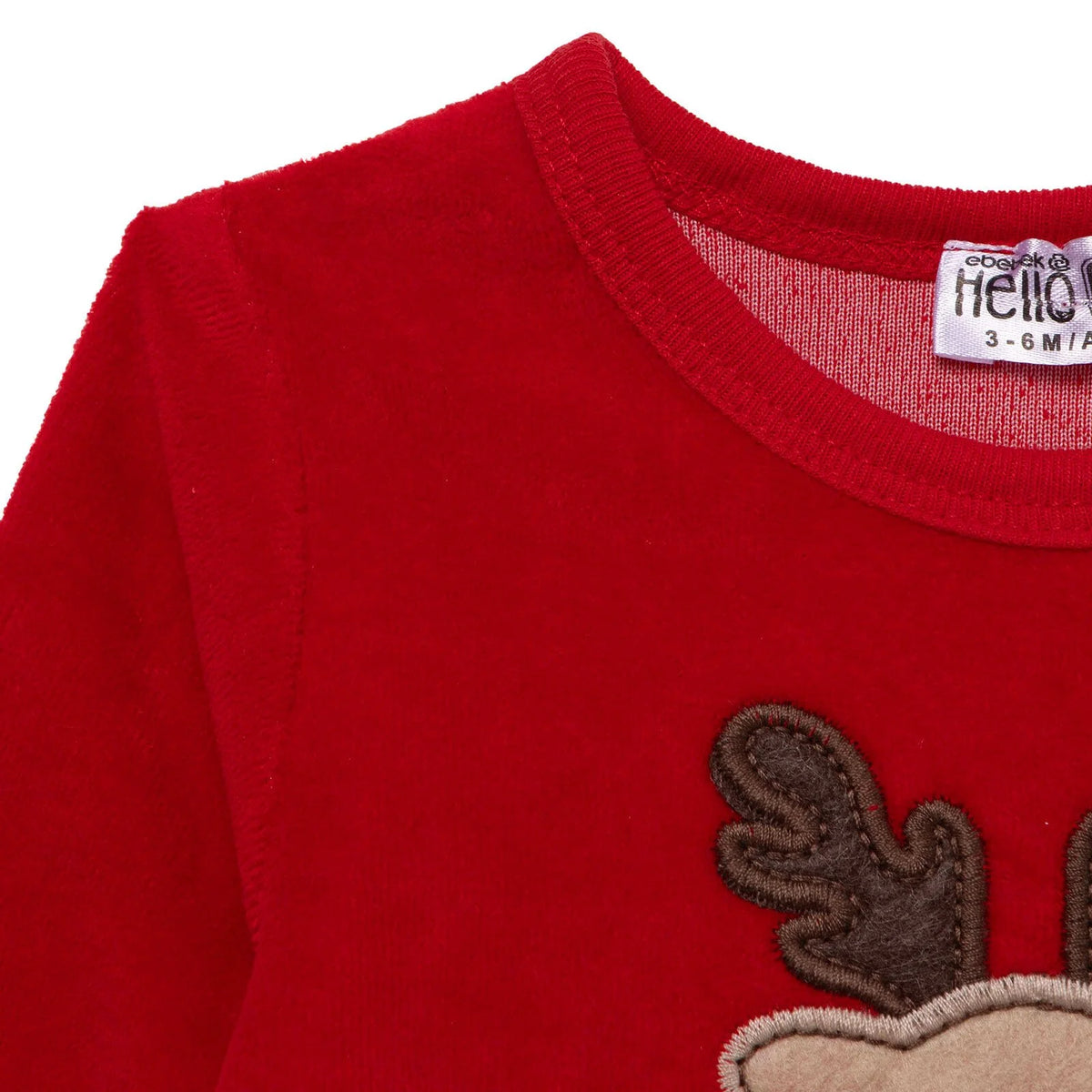 HelloBaby Reindeer Long Sleeve Velour Baby Bodysuit (1-3 Months to 2-3 Years)