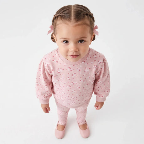 HelloBaby Floral Print Baby Sweatshirt & Leggings Set (3-6 Months to 4-5 Years) Ecru Printed - ebebek
