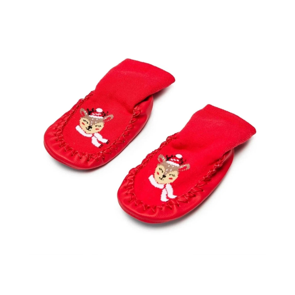HelloBaby Reindeer Print Slipper Baby Socks (UK 6.5-7) - Red Red - ebebek