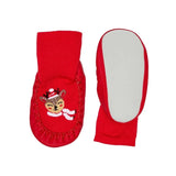 HelloBaby Reindeer Print Slipper Baby Socks (UK 6.5-7) - Red Red - ebebek