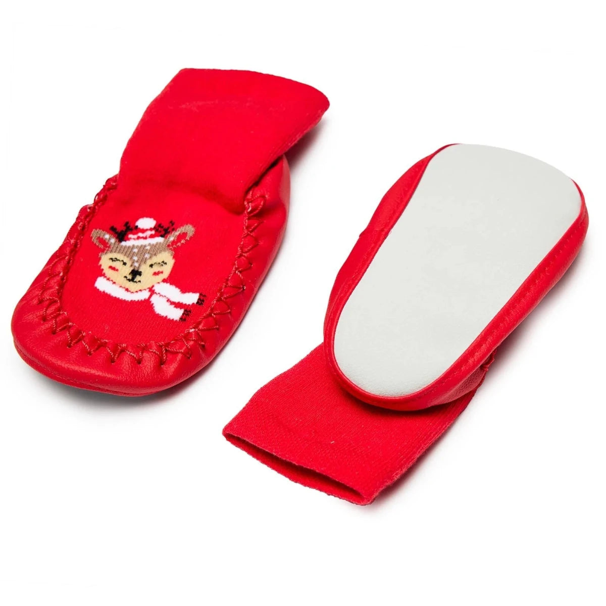 HelloBaby Reindeer Print Slipper Baby Socks (UK 6.5-7) - Red Red - ebebek
