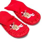 HelloBaby Reindeer Print Slipper Baby Socks (UK 6.5-7) - Red Red - ebebek
