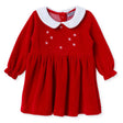 HelloBaby Star Print Long Sleeve Velour Baby Dress (1-3 Months to 12 Months) - Red Red - ebebek
