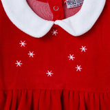 HelloBaby Star Print Long Sleeve Velour Baby Dress (1-3 Months to 12 Months) - Red Red - ebebek