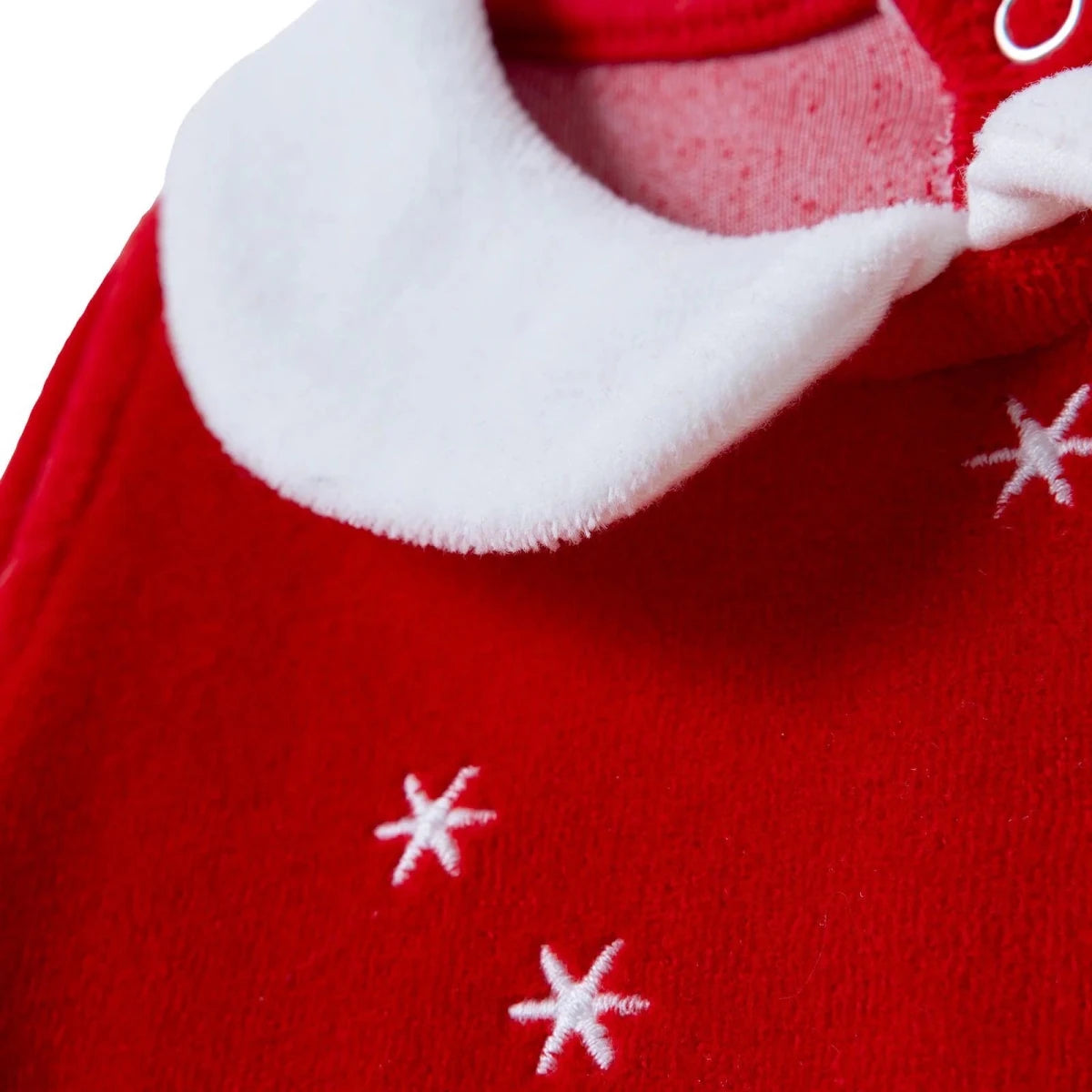 HelloBaby Star Print Long Sleeve Velour Baby Dress (1-3 Months to 12 Months) - Red Red - ebebek