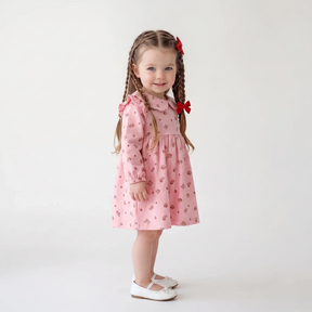 HelloBaby Long Sleeve Baby Dress (3-6 Months to 4-5 Years) Light Rose - ebebek