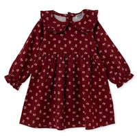 HelloBaby Winter Long Sleeve Baby Dress (3-6 Months to 4-5 Years) Bordeaux Printed - ebebek