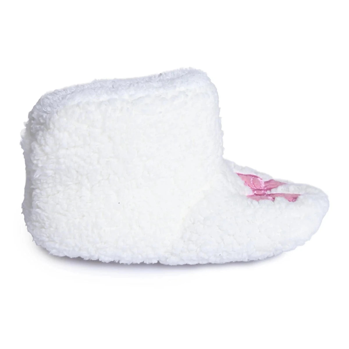 HelloBaby Bow Embroidered Soft Fleece Baby Slippers (UK 5 to 8.5) White - ebebek
