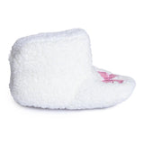 HelloBaby Bow Embroidered Soft Fleece Baby Slippers (UK 5 to 8.5) White - ebebek