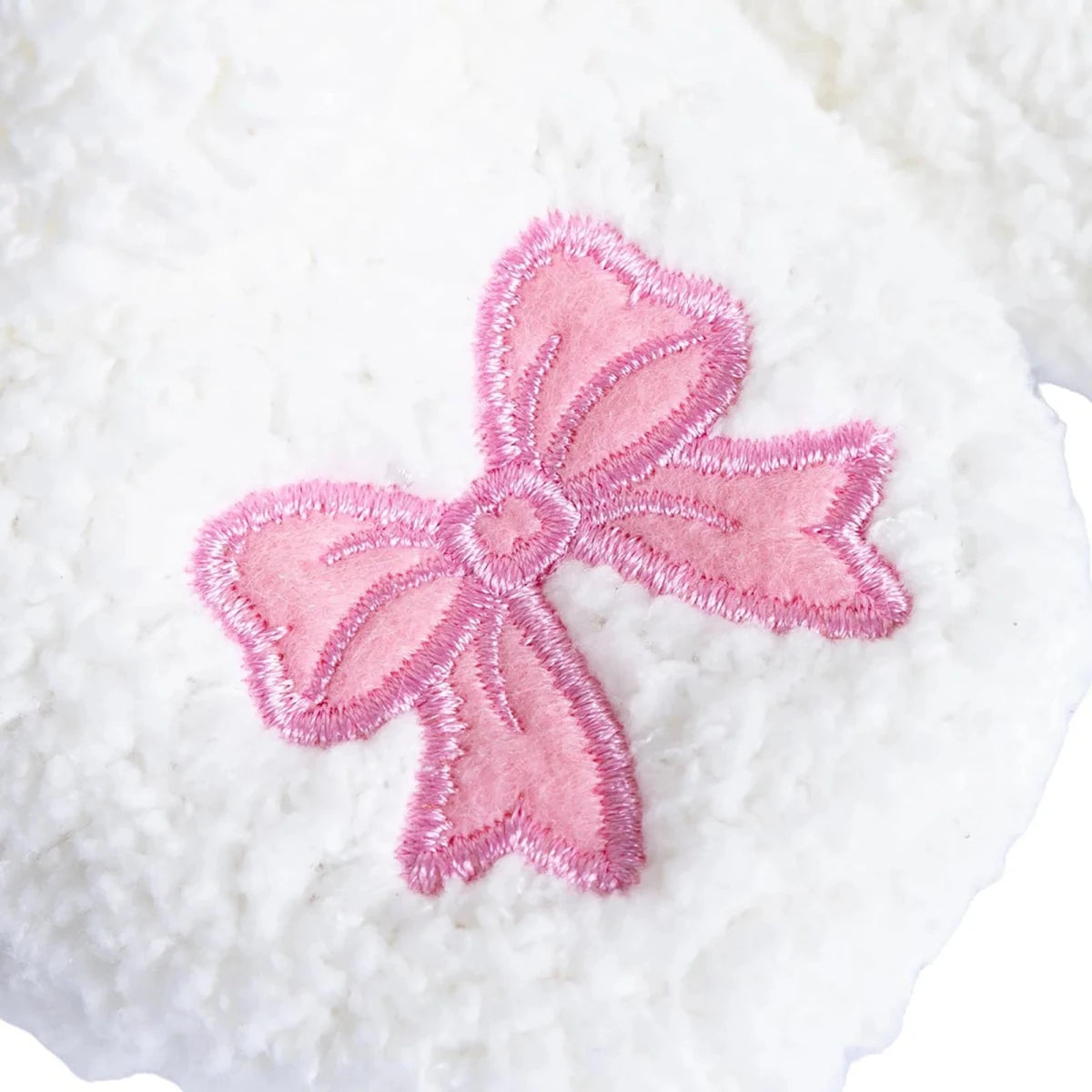 HelloBaby Bow Embroidered Soft Fleece Baby Slippers (UK 5 to 8.5) White - ebebek