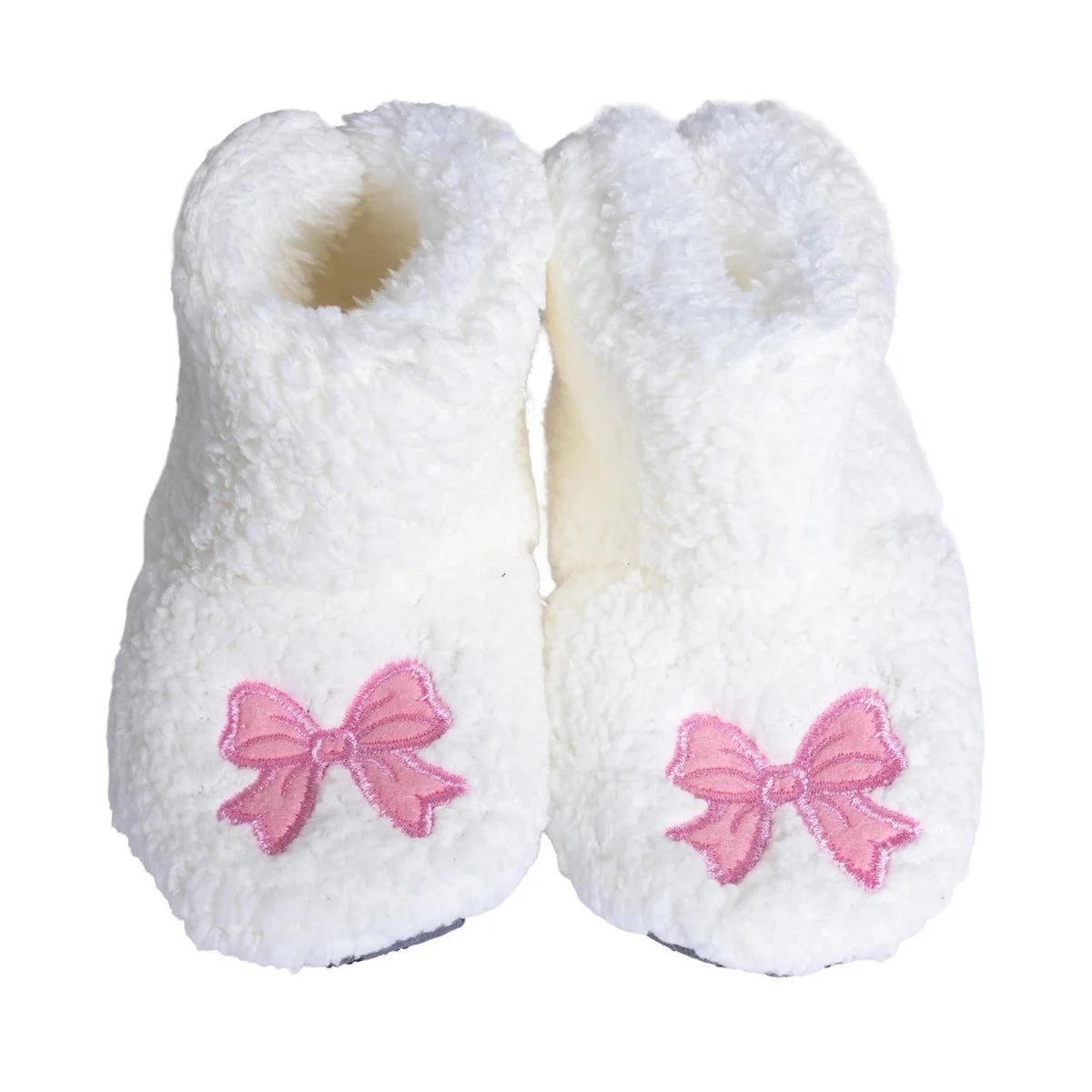HelloBaby Bow Embroidered Soft Fleece Baby Slippers (UK 5 to 8.5) White - ebebek