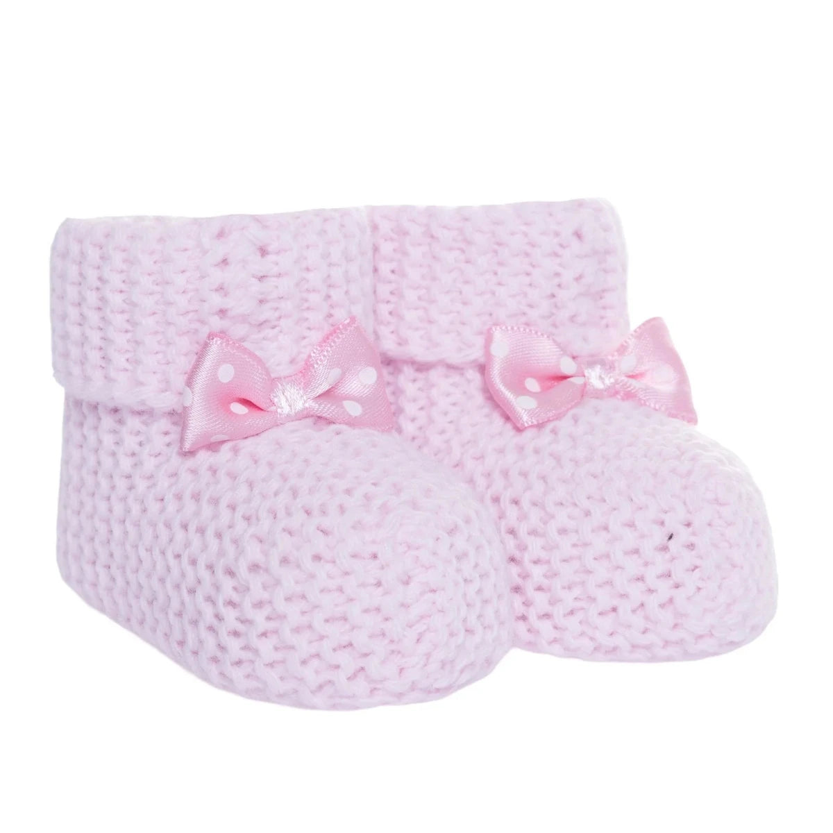 Kitti Bow Detail Knitted Baby Booties (One Size) Light Pink - ebebek