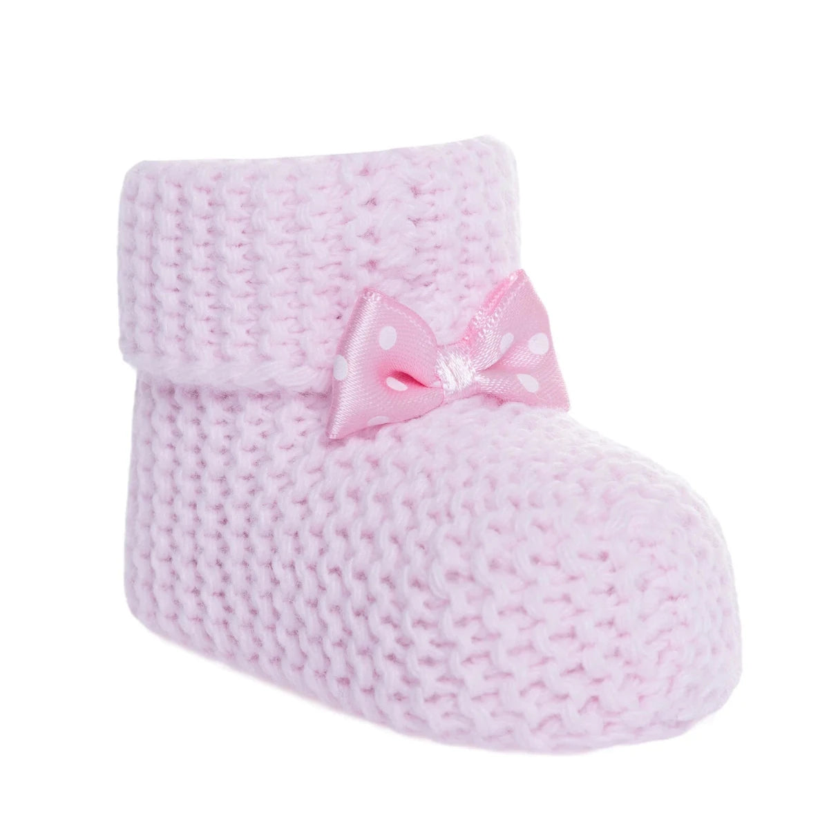 Kitti Bow Detail Knitted Baby Booties (One Size) Light Pink - ebebek