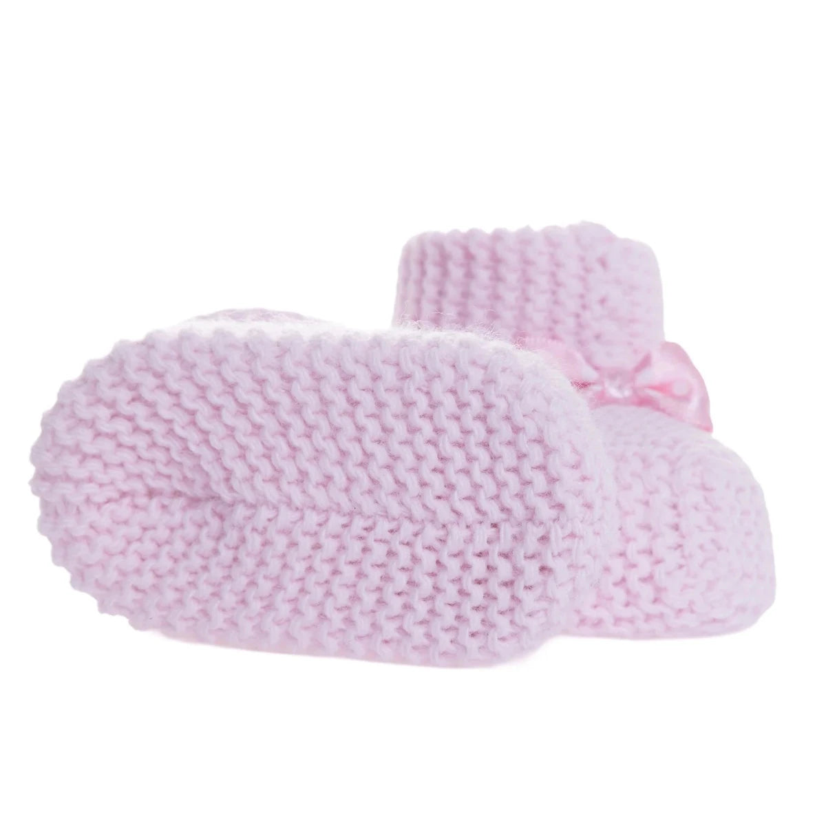 Kitti Bow Detail Knitted Baby Booties (One Size) Light Pink - ebebek