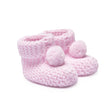 HelloBaby Pom Pom Knitted Baby Booties (One Size) Light Pink - ebebek