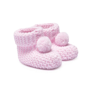 HelloBaby Pom Pom Knitted Baby Booties (One Size) Light Pink - ebebek