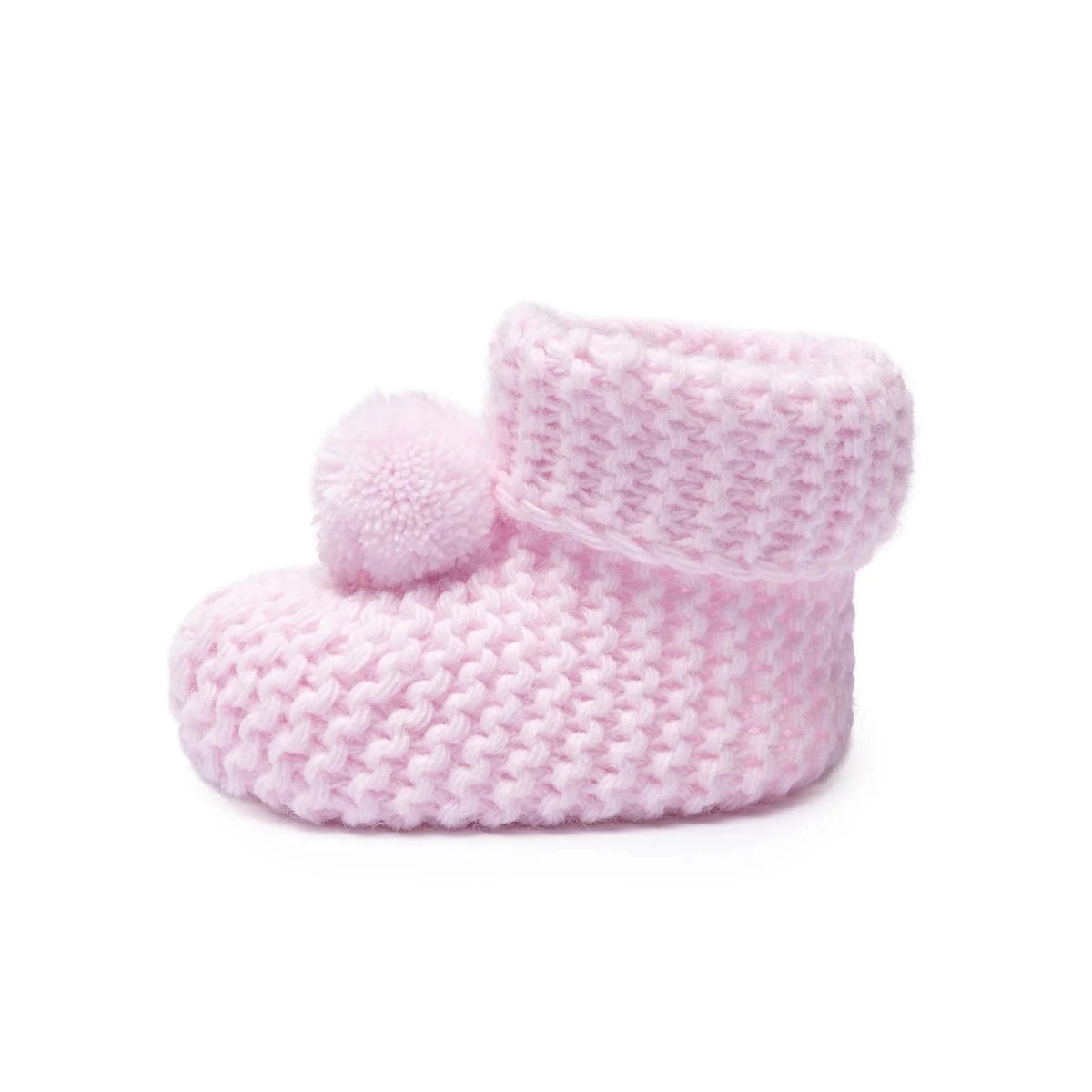 HelloBaby Pom Pom Knitted Baby Booties (One Size) Light Pink - ebebek