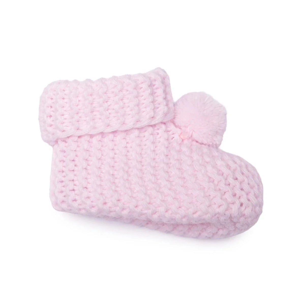 HelloBaby Pom Pom Knitted Baby Booties (One Size) Light Pink - ebebek