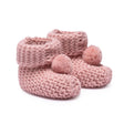 HelloBaby Pom Pom Cotton Knit Baby Booties (One Size) Light Rose - ebebek