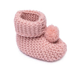 HelloBaby Pom Pom Cotton Knit Baby Booties (One Size) Light Rose - ebebek