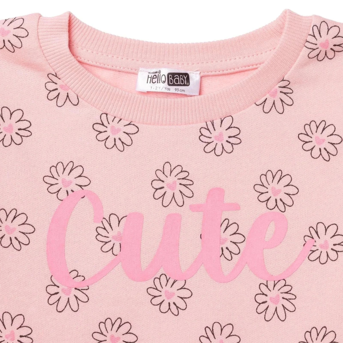 HelloBaby Floral Print Brushed Loopback Baby Sweatshirt (3-6 Months to 4-5 Years) - Pink Printed Pink Printed - ebebek