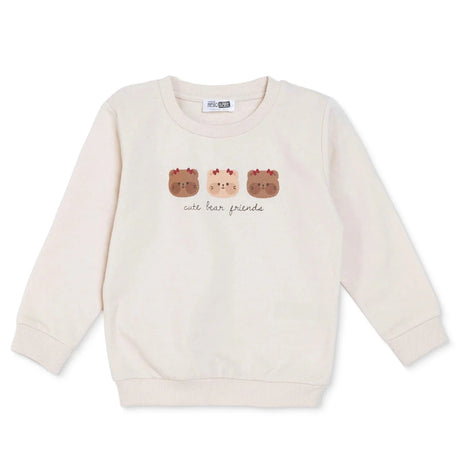 HelloBaby "Cute Bear Friends" Slogan Baby Sweatshirt (3-6 Months to 4-5 Years) Beige - ebebek