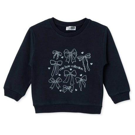 HelloBaby Bow Print Brushed Baby Sweatshirt (3-6 Months to 2-3 Years) - Black Black - ebebek